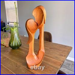 Luis Potosi Carved Teak Wood'Couple in Love' Sculpture Ecuadorian Master Carver