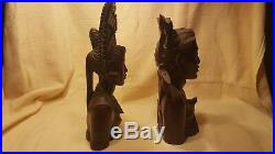 M D Panti Bali Statue Bust Man Woman Carved Wood Sculptures