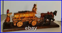 MCM Folk Art Sculpture in Wood Found Objects Oktoberfest Anri Style Horses Wagon