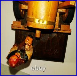 MCM Folk Art Sculpture in Wood Found Objects Oktoberfest Anri Style Horses Wagon