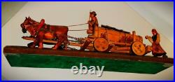 MCM Folk Art Sculpture in Wood Found Objects Oktoberfest Anri Style Horses Wagon