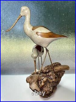 MCM Jack Francis Avocet Birds Shorebirds Carved Wood Figure Decoy C-1970 13.5H