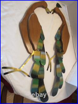 MCM Wall Art Oak Wood & Metal Peacocks 2 1Handcrafted Masketeers style 34L 1960