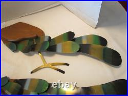 MCM Wall Art Oak Wood & Metal Peacocks 2 1Handcrafted Masketeers style 34L 1960