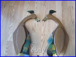 MCM Wall Art Oak Wood & Metal Peacocks 2 1Handcrafted Masketeers style 34L 1960