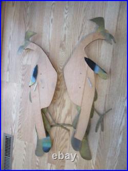 MCM Wall Art Oak Wood & Metal Peacocks 2 1Handcrafted Masketeers style 34L 1960