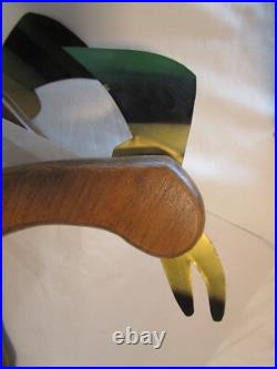 MCM Wall Art Oak Wood & Metal Peacocks 2 1Handcrafted Masketeers style 34L 1960