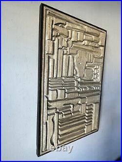 MID CENTURY MODERN ABSTRACT CARVED WOOD WALL SCULPTURE 1960s VINTAGE ART RELIEF