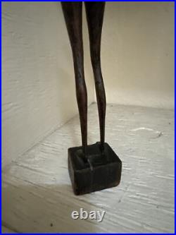 MID CENTURY WOOD SCULPTURE FEMALE MODEL Women WOMAN MODERNIST SIGNED MYSTERY