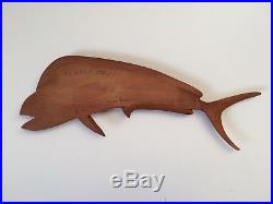 MID Century Modern Wood Fish Sculptures Vtg Folk Atomic Art 50's Eames Carved
