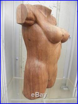 MID Century Nude Wood Carved Sculpture Statue Of A Woman
