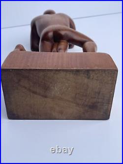 MID Century Sculpture Vintage Wood Carving Modernism Signed R 1960's Embrace