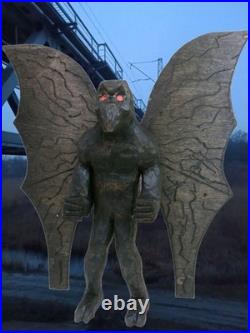 MOTHMAN -my 1 foot tall hand carved &signed wood figure