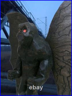 MOTHMAN -my 1 foot tall hand carved &signed wood figure