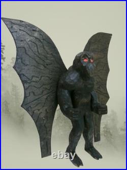MOTHMAN -my 1 foot tall hand carved &signed wood figure