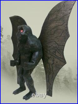 MOTHMAN -my 1 foot tall hand carved &signed wood figure