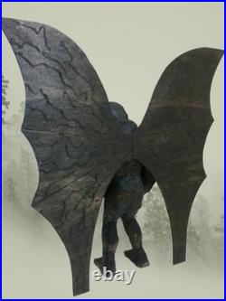 MOTHMAN -my 1 foot tall hand carved &signed wood figure