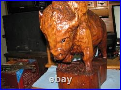 Magnificent Carved one piece Buffalo cedar wood finished Magnificent Carved one piece Buffalo cedar wood finished