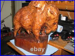 Magnificent Carved one piece Buffalo cedar wood finished Magnificent Carved one piece Buffalo cedar wood finished