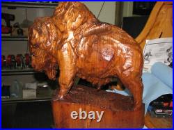 Magnificent Carved one piece Buffalo cedar wood finished Magnificent Carved one piece Buffalo cedar wood finished