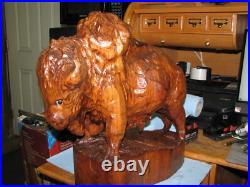 Magnificent Carved one piece Buffalo cedar wood finished Magnificent Carved one piece Buffalo cedar wood finished