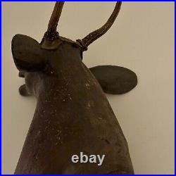 Magnificent & Unusual Folk Art Wood Sculpture of Deer Head With Real Antlers