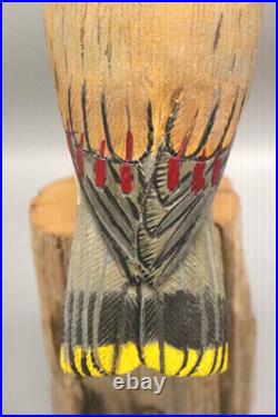 Maine Folk Art Bird Wood Carving Roland LaVallee Cedar Waxwing Signed Piece