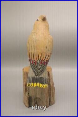 Maine Folk Art Bird Wood Carving Roland LaVallee Cedar Waxwing Signed Piece