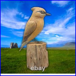 Maine Folk Art Bird Wood Carving Roland LaVallee Cedar Waxwing Signed Piece