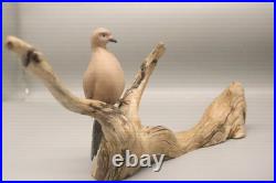 Maine Folk Art Mourning Dove Driftwood Sculpture Hand Carved Signed