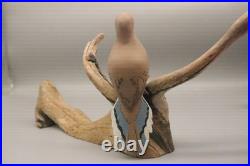 Maine Folk Art Mourning Dove Driftwood Sculpture Hand Carved Signed