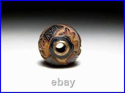 Makie Lacquer Carving OJIME Bead NETSUKE Ax Japanese Original Edo Inro Antique