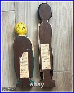 Malin Artisticos Jazz Band Musicians Hippie Couple Signed 1970 Wood Carving MCM