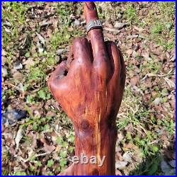 Massive Heartwood Middle Finger Cedar Wooden Sculpture Primative Carved Folk Art