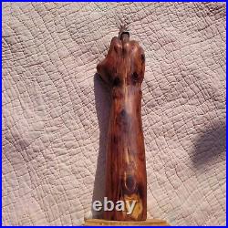 Massive Heartwood Middle Finger Cedar Wooden Sculpture Primative Carved Folk Art