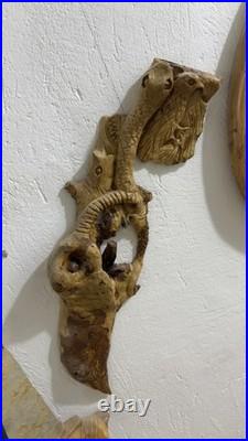 Masterpiece Hand-Carved Natural Wood Original Wildlife Sculpture Rare Find