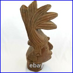 Mayan Lord King Pacal Wood Carving Sculpture 20 Handcarved Vintage Folk Art