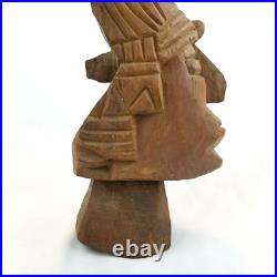 Mayan Lord King Pacal Wood Carving Sculpture 20 Handcarved Vintage Folk Art