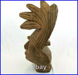 Mayan Lord King Pacal Wood Carving Sculpture 20 Handcarved Vintage Folk Art