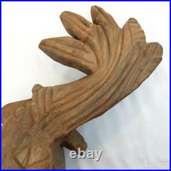 Mayan Lord King Pacal Wood Carving Sculpture 20 Handcarved Vintage Folk Art