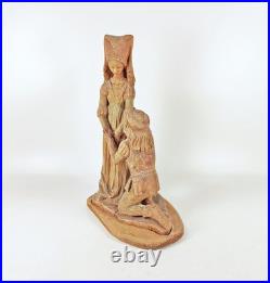 Medieval Scene Noble Lady, Vintage Handmade Woodenware Carved Figurine (f078)