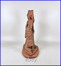 Medieval Scene Noble Lady, Vintage Handmade Woodenware Carved Figurine (f078)