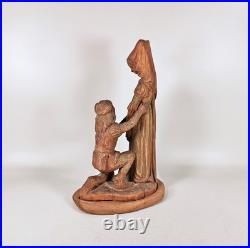 Medieval Scene Noble Lady, Vintage Handmade Woodenware Carved Figurine (f078)