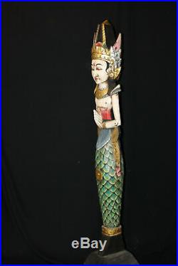 Mermaid Goddess Sculpture Nyi Blorong Statue Carved wood Guardian Bali Art