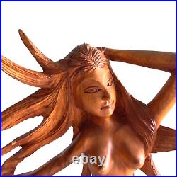 Mermaid Octopus Kraken Sculpture Wood Carving Statue Hand Carved Balinese Art