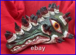 Mexican Folk Art Vintage Alligator Crocodile Carved Wood & Agave Mask Mexican Folk Art Vintage Alligator Crocodile Carved Wood & Agave Mask