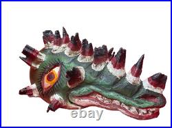 Mexican Folk Art Vintage Alligator Crocodile Carved Wood & Agave Mask Mexican Folk Art Vintage Alligator Crocodile Carved Wood & Agave Mask
