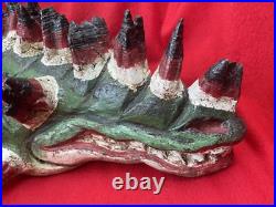 Mexican Folk Art Vintage Alligator Crocodile Carved Wood & Agave Mask Mexican Folk Art Vintage Alligator Crocodile Carved Wood & Agave Mask