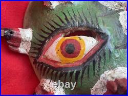 Mexican Folk Art Vintage Alligator Crocodile Carved Wood & Agave Mask Mexican Folk Art Vintage Alligator Crocodile Carved Wood & Agave Mask