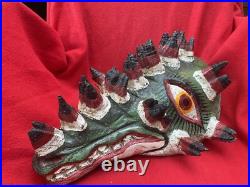 Mexican Folk Art Vintage Alligator Crocodile Carved Wood & Agave Mask Mexican Folk Art Vintage Alligator Crocodile Carved Wood & Agave Mask